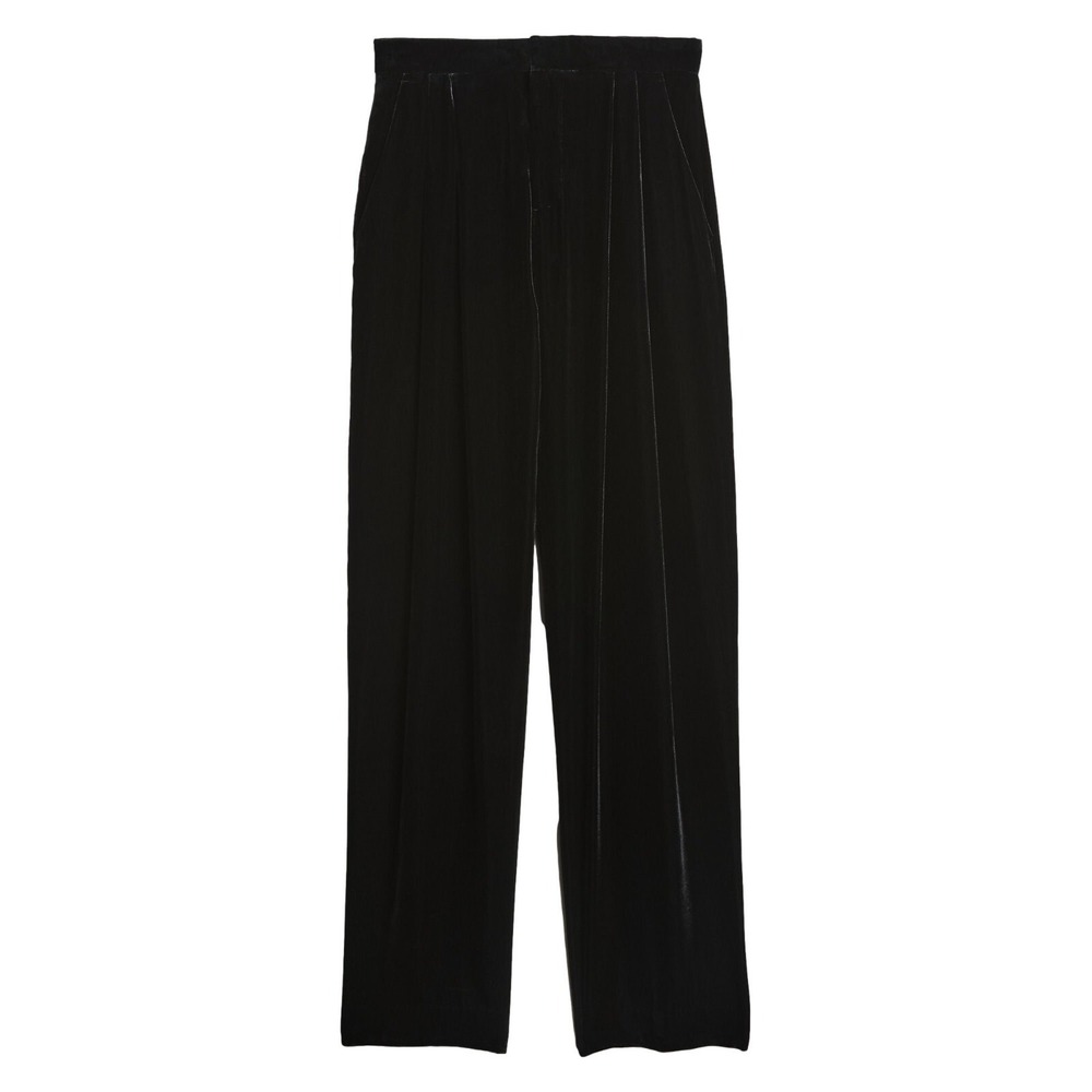 Banana Republic Norte Velvet Pleated Relaxed Pants - Black - Size Petite 00